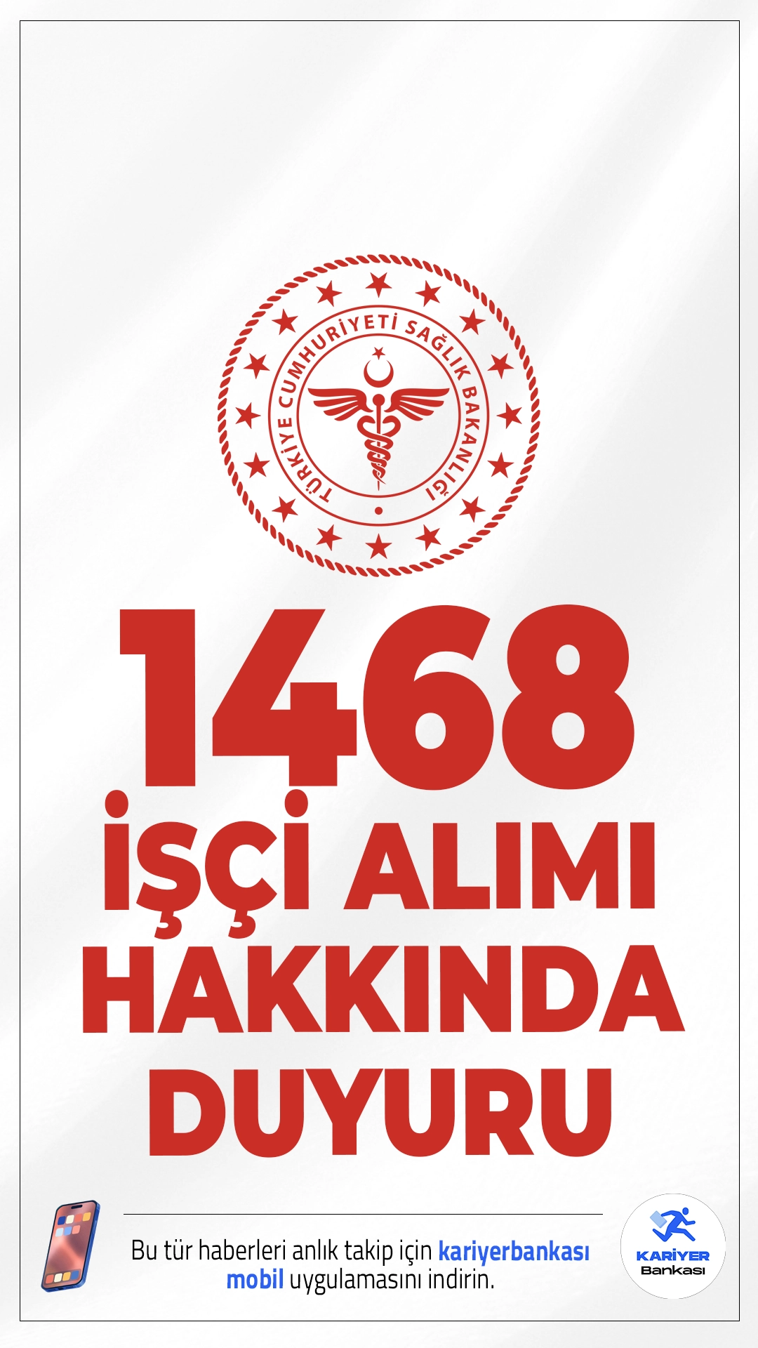 Sağlık Bakanlığı 1468 işçi Alımı Hakkında Duyuru Yayımlandı.Sağlık Bakanlığı, 1468 temizlik görevlisi alımına ilişkin yedek adaylar için başvuru sürecini başlattı. Belgeler 5-13 Şubat 2026 arasında teslim edilecek.