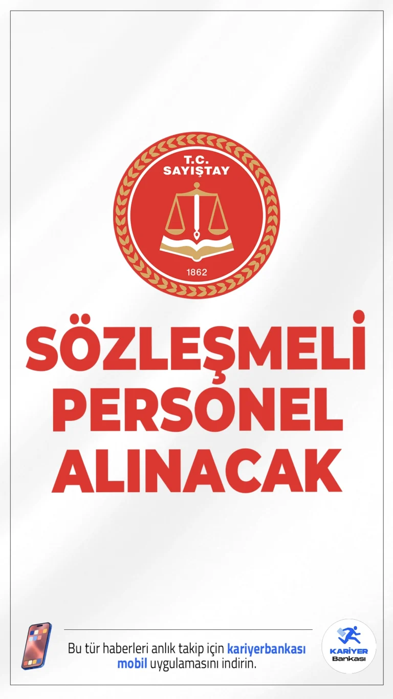Sayıştay Başkanlığı 12 Personel Alımı Yapacak.Sayıştay Başkanlığı, Ankara’daki Bilgi İşlem Birimi’nde istihdam edilmek üzere toplam 12 sözleşmeli bilişim personeli alımı gerçekleştireceğini duyurdu. Alımlar, 375 sayılı KHK’nin ek 6. maddesi ile "Büyük Ölçekli Bilgi İşlem Birimlerinde Sözleşmeli Personel Çalıştırılmasına İlişkin Yönetmelik" kapsamında yapılacak.