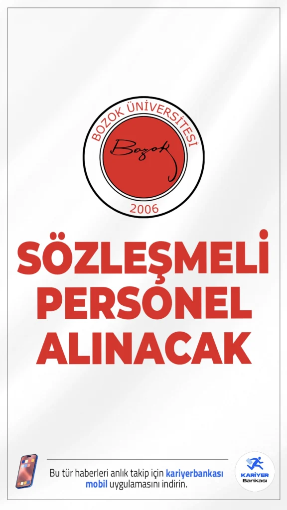 Yozgat Bozok Üniversitesi 15 Personel Alımı Yapacak.Yozgat Bozok Üniversitesi Rektörlüğü tarafından yayımlanan ilana göre, 2024 KPSS (B grubu) puan sıralaması esas alınarak toplam 15 sözleşmeli personel alımı yapılacak. Alımlar 657 sayılı Devlet Memurları Kanunu’nun 4/B maddesi kapsamında gerçekleştirilecek olup personeller gündüz veya gece nöbet sistemine göre istihdam edilecek. Başvuru şartları ve diğer detaylar haberimizde.