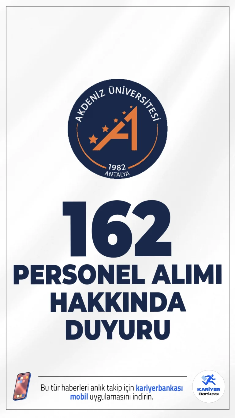 Akdeniz Üniversitesi 162 Personel Alımı Hakkında Duyuru.Akdeniz Üniversitesi’nin 162 sözleşmeli personel alımına ilişkin sonuçları erişime açıldı. İşte sonuç sorgulama ve belge teslim sürecine dair tüm detaylar…