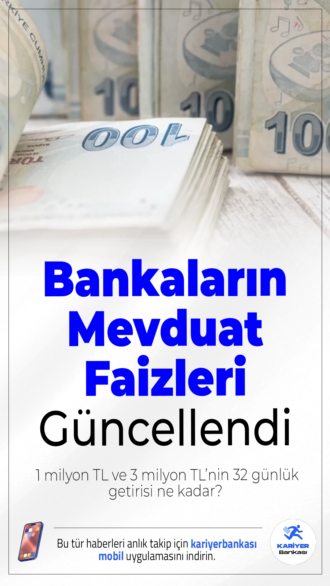 Bankaların Mevduat Faizleri Güncellendi: 1 Milyon TL ve 3 Milyon TL’nin 32 Günlük Getirisi Ne Kadar?Merkez Bankası’nın politika faizinde indirime gitmesine rağmen bankalar, yeni müşteri kazanımı için mevduat faizlerini yükseltti. Kısa vadede birikimlerini değerlendirmek isteyen yatırımcılar için bankaların 1 milyon ve 3 milyon TL’lik mevduatlara sunduğu faiz getirileri dikkat çekiyor.