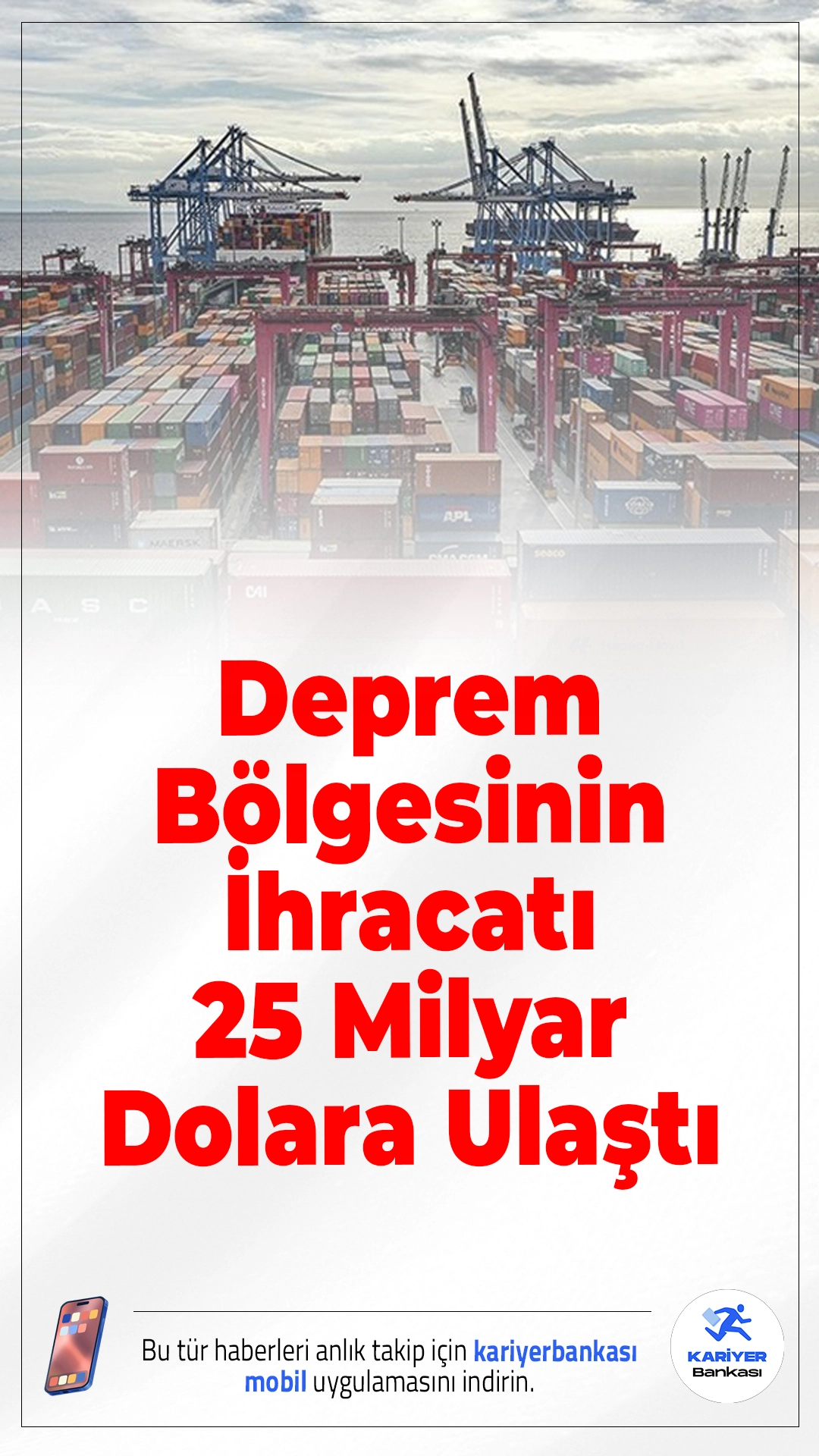 Deprem Bölgesinin İhracatı 25 Milyar Dolara Ulaştı.Ticaret Bakanlığı, 6 Şubat 2023’te meydana gelen Kahramanmaraş merkezli depremlerin ardından geçen sürede, afet bölgesindeki illerin ihracatının 2025 yılı itibarıyla 25 milyar 10 milyon dolara yükseldiğini duyurdu. Bu artış, bölgenin ekonomik toparlanmasında önemli bir eşik olarak değerlendirildi.