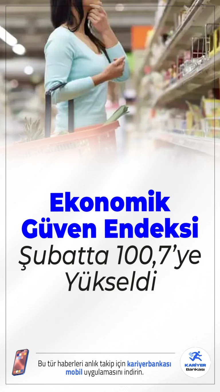 Ekonomik Güven Endeksi Şubatta 100,7’ye Yükseldi.Ekonomik güven endeksi şubat ayında yüzde 1,4 artarak 100,7 seviyesine çıktı. Tüketici ve reel kesim güveni yükselirken inşaat sektörü geriledi.