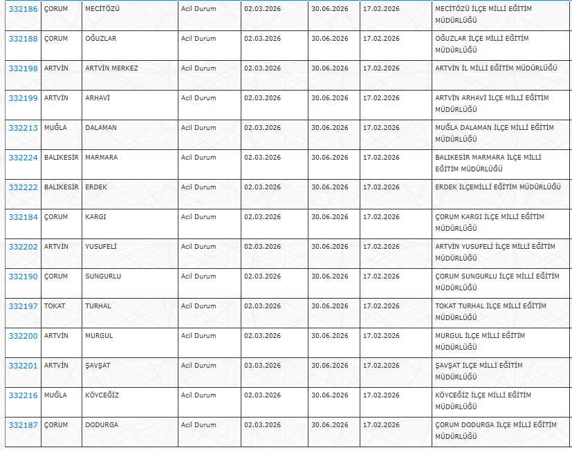 MEB TYP temizlik görevlisi alımı