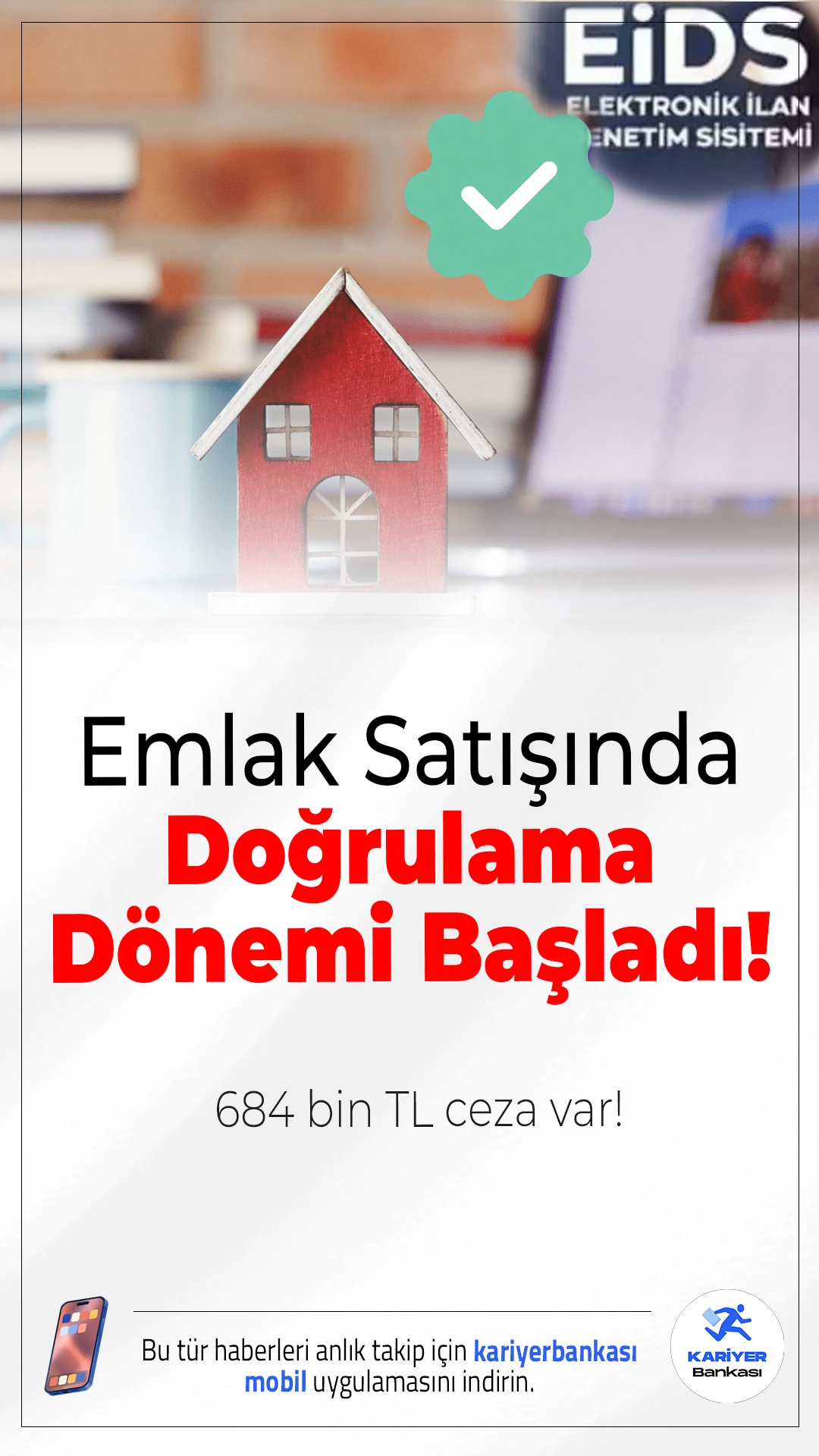 Emlak Satışında Doğrulama Dönemi Başladı: 684 Bin TL Ceza Var!Satılık konut ilanlarında yeni dönem başladı. EİDS ile yetkisiz ilanlara son verilirken, kurallara uymayanlara 684 bin TL’ye varan ceza uygulanacak.