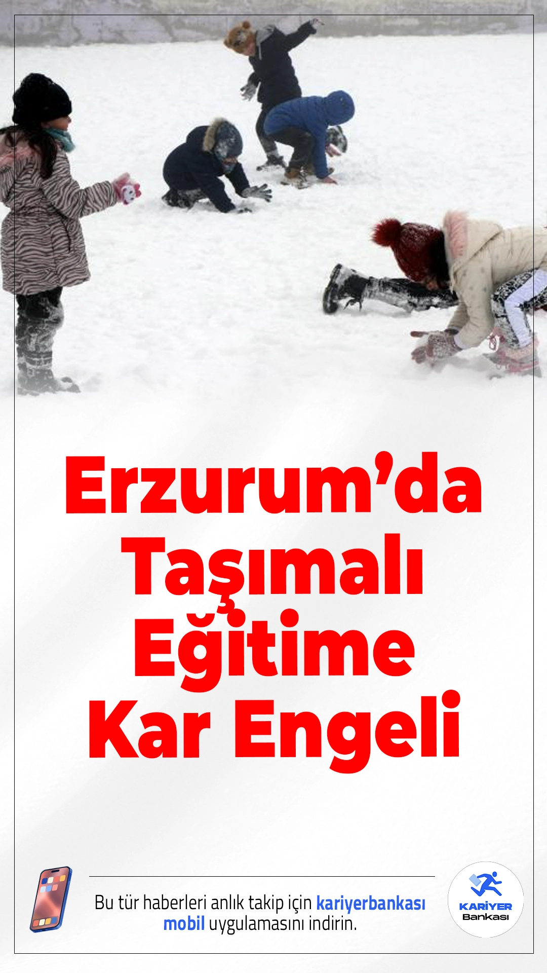 Erzurum’da Taşımalı Eğitime Kar Engeli: 3 İlçede Yarın Okullar Tatil.Erzurum’da etkili olan kar yağışı ve buzlanma riski nedeniyle merkez üç ilçede taşımalı eğitime 1 gün ara verildi. Diğer öğrenciler için eğitim normal sürecek.