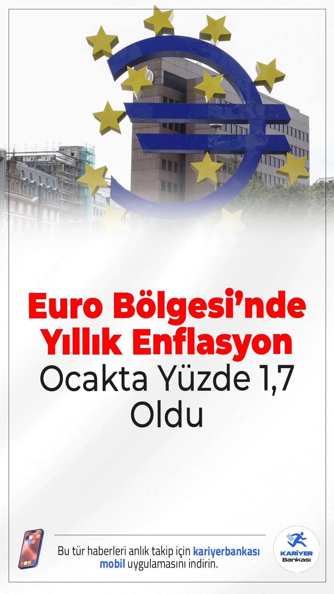Euro Bölgesi’nde Yıllık Enflasyon Ocakta Yüzde 1,7 Oldu.Avrupa İstatistik Ofisi (Eurostat), Euro Bölgesi ve Avrupa Birliği’nin (AB) ocak ayına ilişkin nihai enflasyon verilerini yayımladı. Açıklanan rakamlar, piyasa beklentileriyle büyük ölçüde paralel gerçekleşti.