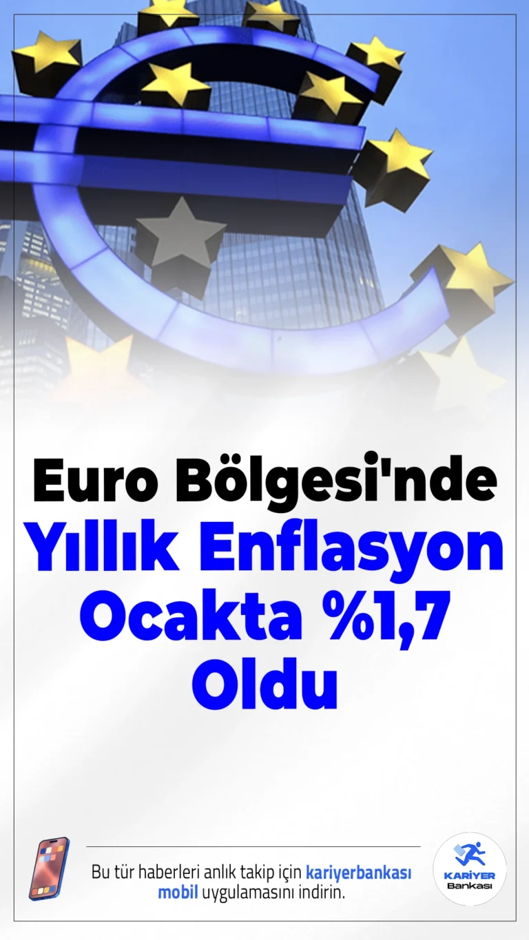 Euro Bölgesi'nde Yıllık Enflasyon Ocak Ayında %1,7'ye Geriledi.Avrupa İstatistik Ofisi Eurostat tarafından açıklanan öncü verilere göre, Euro Bölgesi’nde yıllık enflasyon oranı Ocak 2026’da %2 seviyesinden %1,7’ye gerileyerek piyasa beklentileriyle uyumlu gerçekleşti.