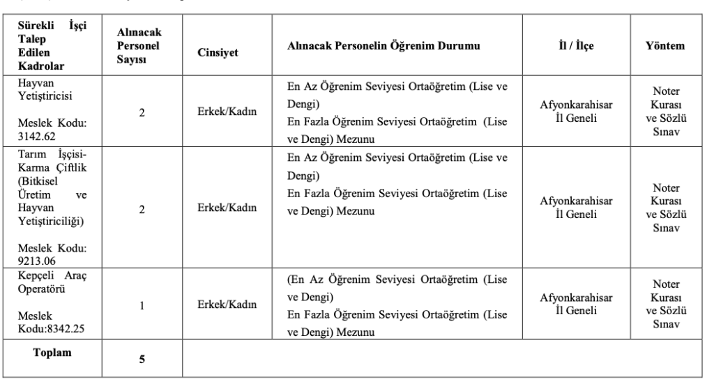 Afyon Kocatepe Üniversitesi işçi alımı