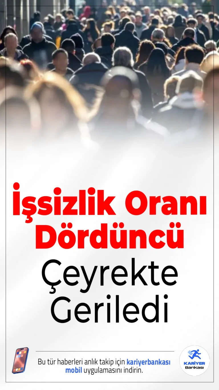 İşsizlik Oranı Dördüncü Çeyrekte Geriledi.TÜİK verilerine göre Türkiye’de işsizlik oranı 2025’in son çeyreğinde yüzde 8,2’ye düştü. İşsiz sayısı bir önceki çeyreğe göre 58 bin kişi azaldı.