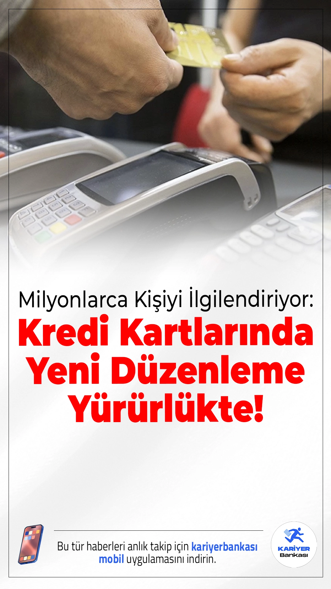 Kredi Kartlarında Yeni Düzenleme Yürürlükte!BDDK’nın kredi kartı limitlerini gelirle uyumlu hale getiren yeni düzenlemesi yürürlüğe girdi. Toplam limiti 400 bin TL’yi aşan milyonlarca kişi için indirim süreci başladı.