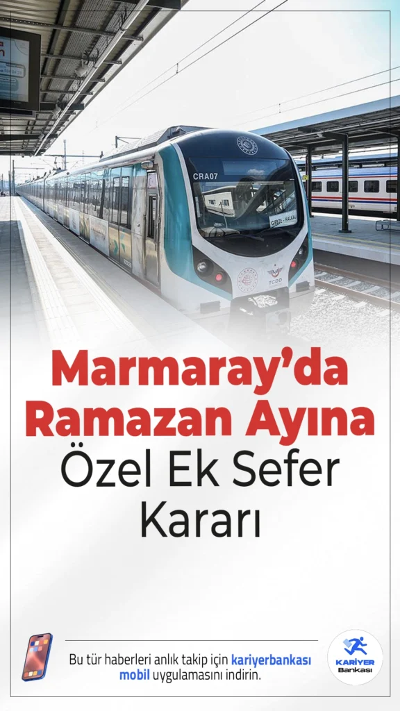 Marmaray’da Ramazan Ayına Özel Ek Sefer Kararı.Ramazan ayında iftar saatlerinde artan yolcu yoğunluğu için Marmaray hattında ek tren seferleri devreye alındı.