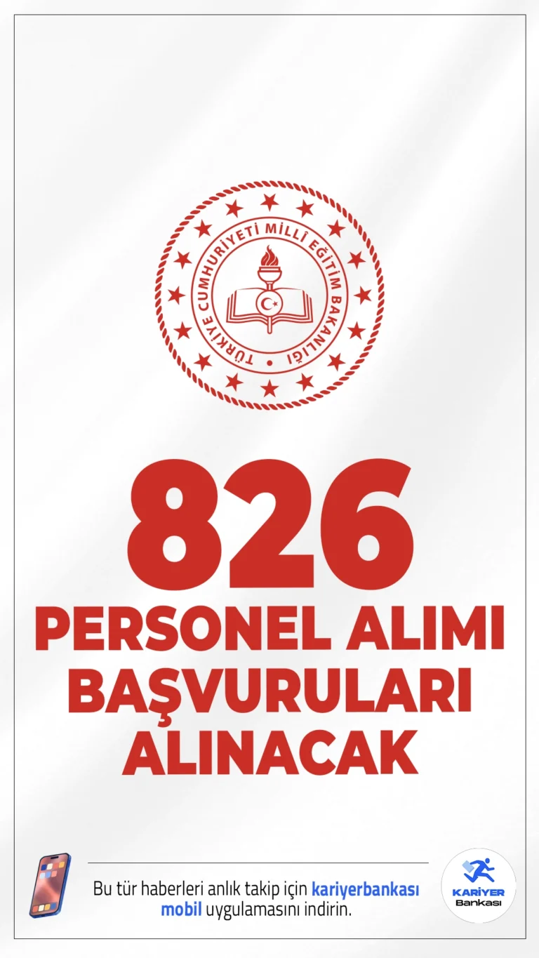MEB 826 Personel Alımı Başvuruları Alınacak.Milli Eğitim Bakanlığı (MEB), Milli Eğitim Akademisi bünyesinde istihdam edilmek üzere 826 sözleşmeli eğitim personeli alımı başvuruları başladı. Başvuru işlemleri 13 Şubat 2026 tarihine kadar sürecek. Başvuru yapacak adayların belirtilen şartları sağlaması gerekmektedir.İşte şartlar ve kadrolar...