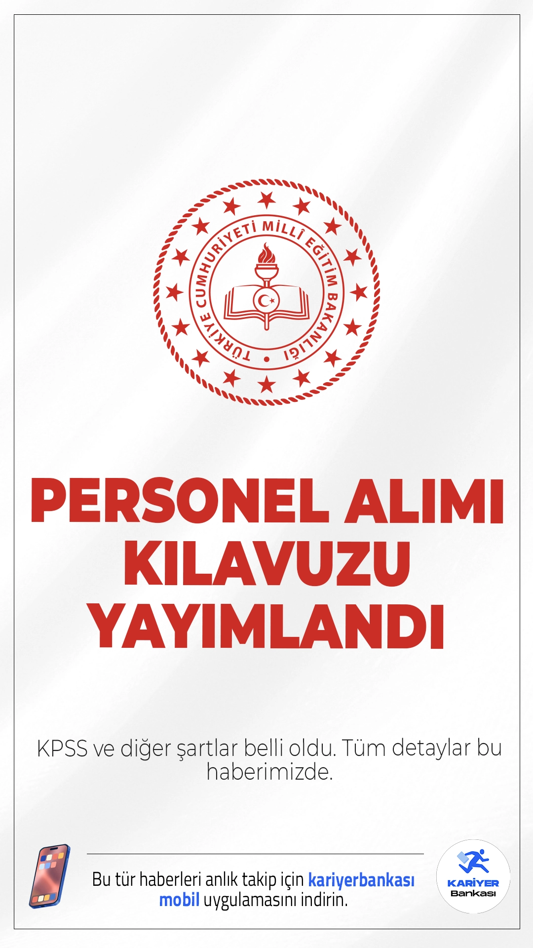 MEB 903 Personel Alımı Kılavuzu Yayımlandı.Milli Eğitim Bakanlığı (MEB) 903 sözleşmeli personel alımı yapacak. Başvuru şartları, kadro dağılımı ve tarihler belli oldu. KPSS ile yapılacak alımda diyetisyen, büro personeli, teknisyen, güvenlik görevlisi ve destek personeli kadroları yer alıyor. Alımlar, 657 sayılı Devlet Memurları Kanunu’nun 4/B maddesi kapsamında gerçekleştirilecek.Başvuru şartları ve diğer detaylar haberimizde.