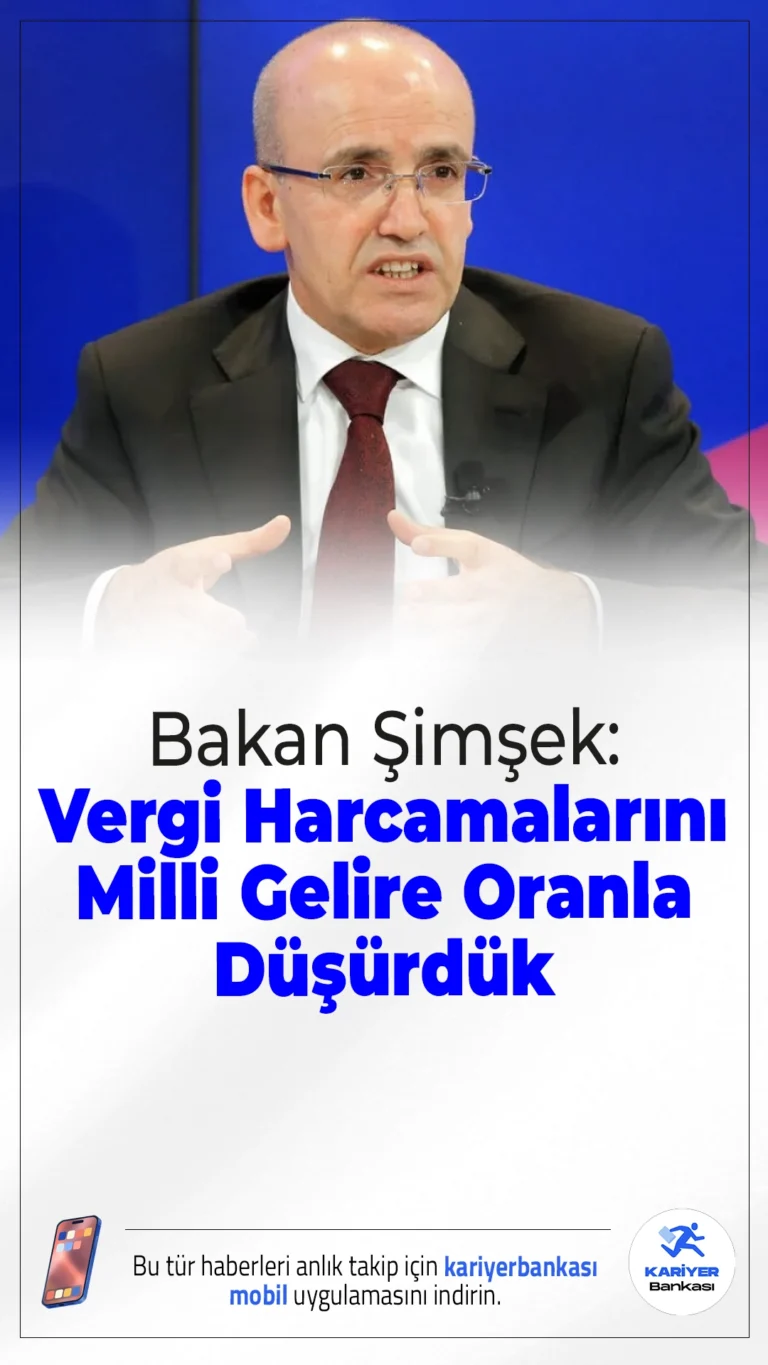 Bakan Şimşek: Vergi Harcamalarını Milli Gelire Oranla Düşürdük.Hazine ve Maliye Bakanı Mehmet Şimşek, program döneminde vergi harcamalarının azaltıldığını ve dolaylı vergilerin toplam içindeki payının yüzde 66’dan yüzde 62’ye gerilediğini açıkladı.