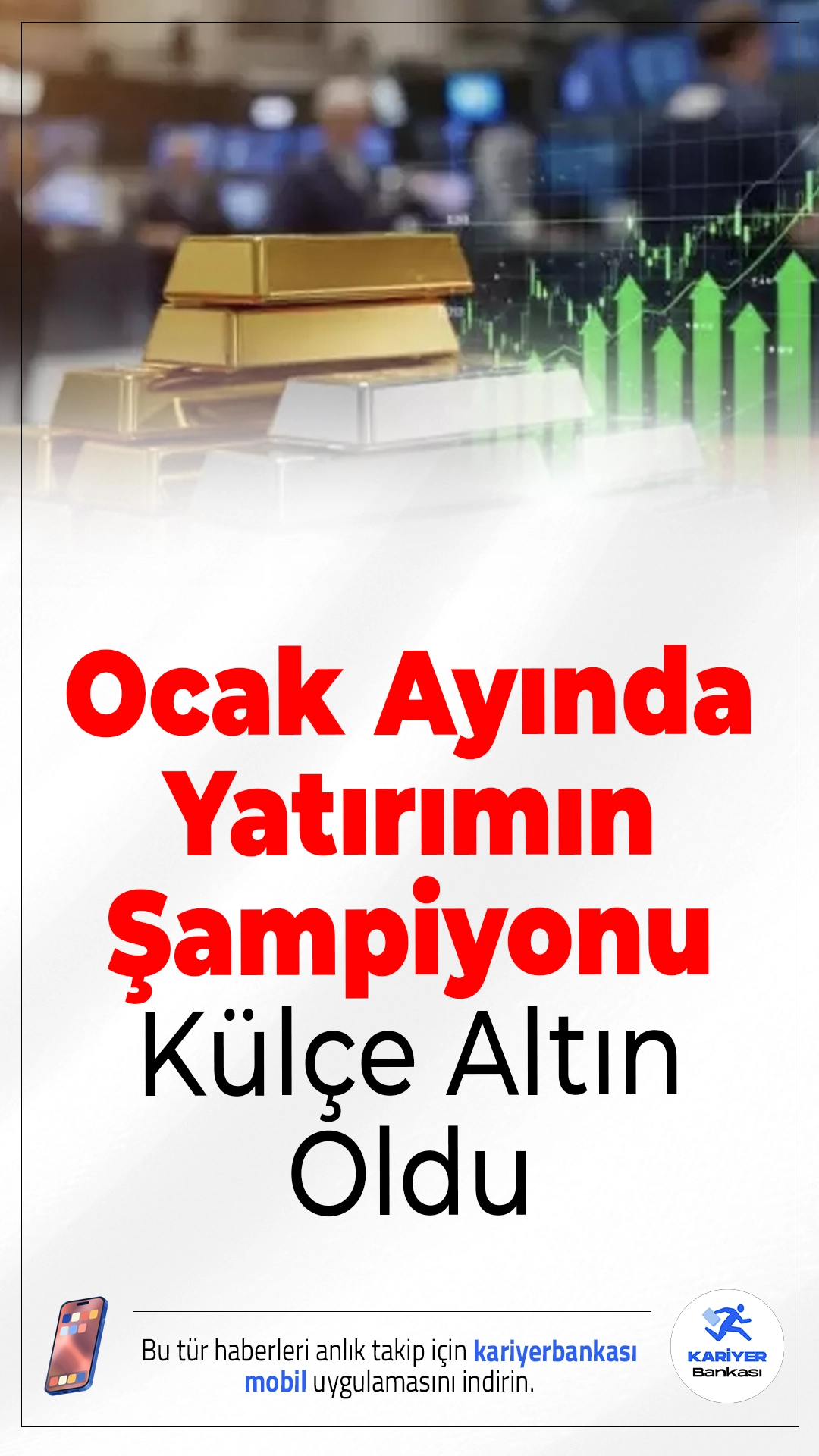 Ocak Ayında Yatırımın Şampiyonu Külçe Altın Oldu.Türkiye İstatistik Kurumu (TÜİK) tarafından açıklanan 2024 Ocak ayı "Finansal Yatırım Araçlarının Reel Getiri Oranları" raporuna göre, yatırımcıların yüzünü en çok külçe altın güldürdü. TÜFE ile indirgendiğinde yüzde 7,45, Yİ-ÜFE ile indirgendiğinde ise yüzde 9,72 oranında reel getiri sağlayan külçe altın, tüm yatırım araçlarını geride bıraktı.