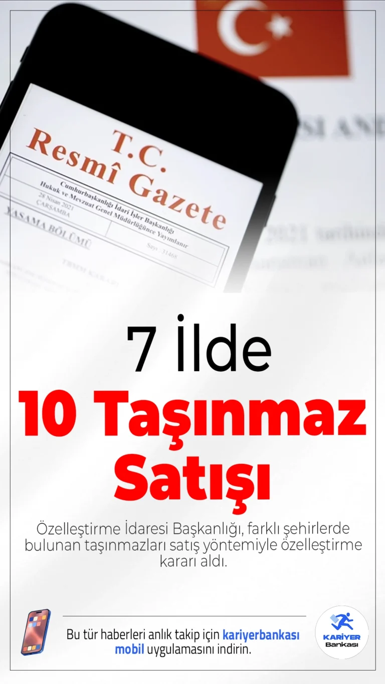 Özelleştirme İdaresi 7 İlde 10 Taşınmazı Satışa Çıkardı.Hazine ve Maliye Bakanlığı’na bağlı Özelleştirme İdaresi Başkanlığı (ÖİB), Ankara, İstanbul, Konya, Şanlıurfa, Nevşehir, Antalya ve Muğla’daki 10 taşınmazı satış yöntemiyle özelleştirecek. İhaleler Şubat ayı içinde tamamlanacak.