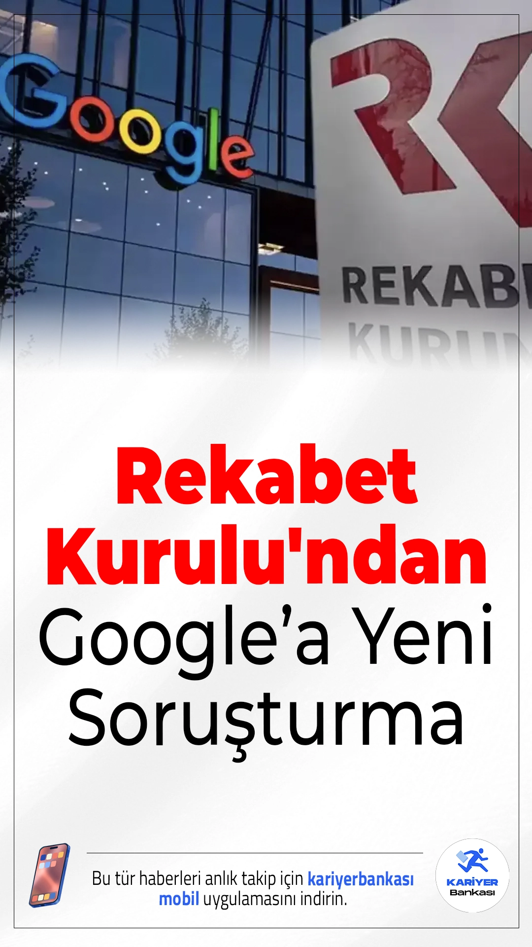 Rekabet Kurulu'ndan Google’a Yeni Soruşturma.Rekabet Kurulu, Google hakkında yeni bir soruşturma başlattı. İnceleme konusu; telefon üreticileriyle yapılan sözleşmeler ve uygulama geliştiricilere getirilen yeni kuralların piyasadaki rekabeti engelleyip engellemediği olacak.