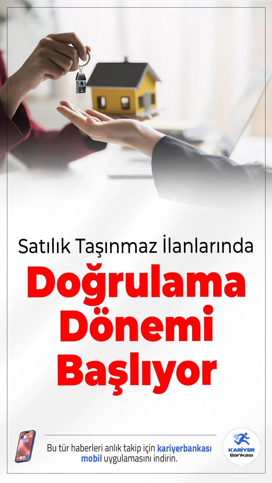 Satılık Taşınmaz İlanlarında Doğrulama Dönemi Başlıyor.Ticaret Bakanlığı’nın devreye aldığı Elektronik İlan Doğrulama Sistemi, 15 Şubat itibarıyla satılık taşınmaz ilanları için de zorunlu hale geliyor.