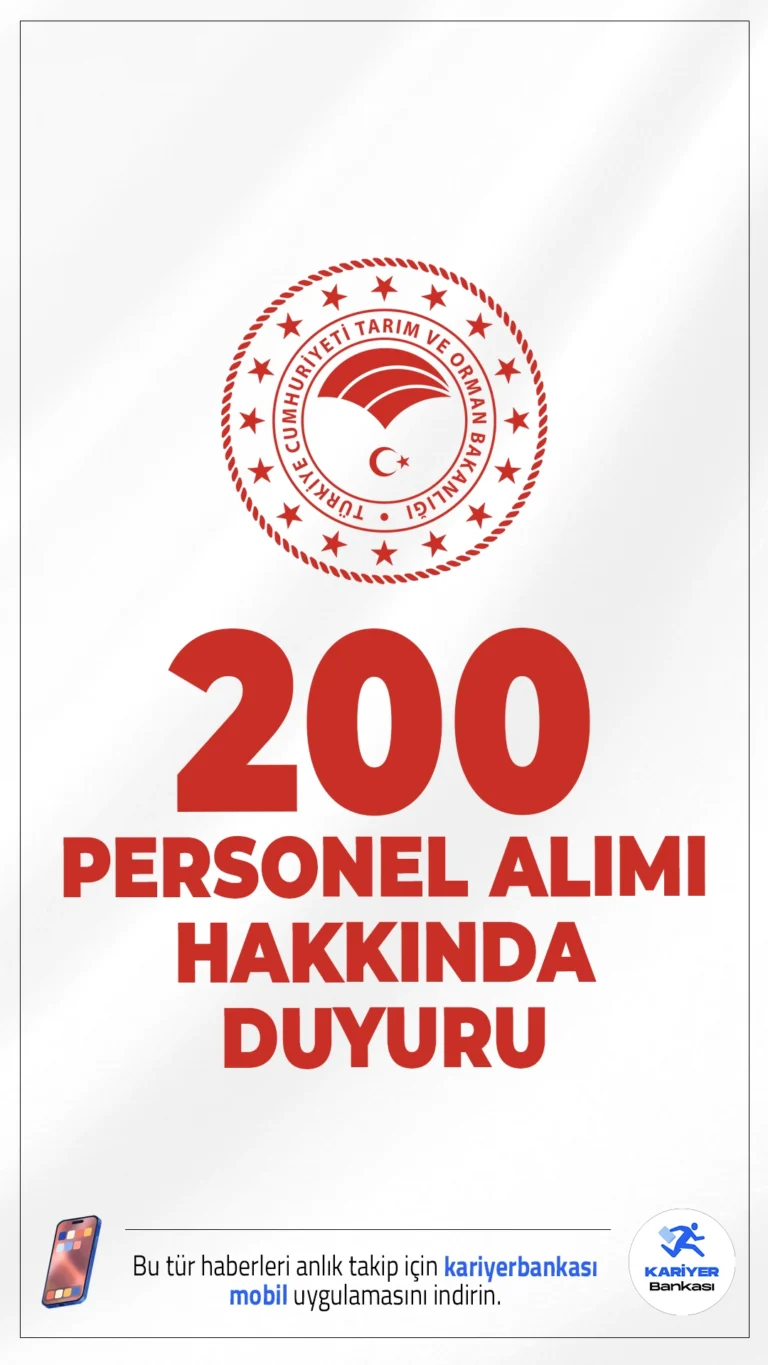 Tarım Bakanlığı 200 Personel Alımı Yedek Adayları Hakkında Duyuru. Tarım ve Orman Bakanlığı sayfasından yayımlanan duyuruda, 2024 Kamu Personel Seçme Sınavı (KPSS) sonucuna göre 13.10.2025-24.10.2025 tarihleri arasında Kariyer Kapısı üzerinden başvuruları alınan 200 sözleşmeli personel alımı kapsamında, Asil olarak yerleştirme işlemi tamamlanan adaylardan süresi içinde evrak teslimi yapmayan ve atanma hakkından feragat eden adayların yerine yedek adayların yerleştirme sonuçlarının açıklandığı aktarıldı.