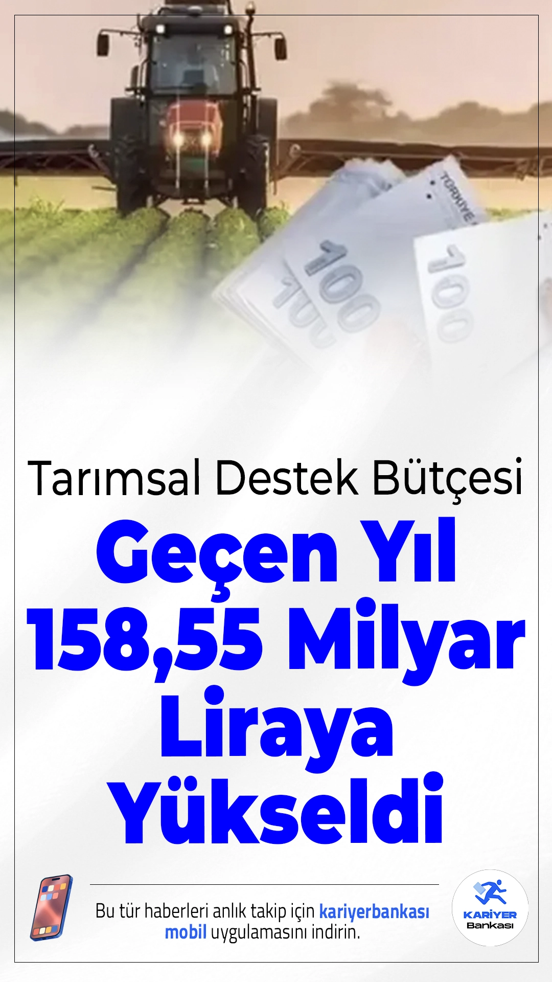 Tarımsal Destek Bütçesi Geçen Yıl 158,55 Milyar Liraya Yükseldi.2025’te tarımsal destek bütçesi 158,55 milyar liraya çıkarıldı. Üreticilere 147,18 milyar lira ödeme yapılırken, kalan tutarın bu ay aktarılması planlanıyor.