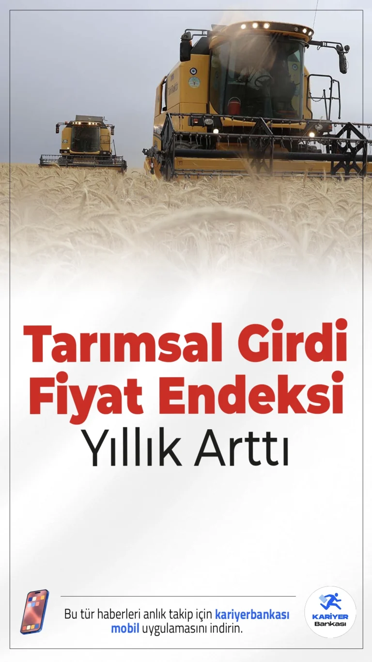 Tarımsal Girdi Fiyat Endeksi Yıllık Arttı.Aralık 2025’te Tarım-GFE yıllık yüzde 33,15, aylık yüzde 1,3 yükseldi. En yüksek artış veteriner harcamaları ve gübre grubunda görüldü.