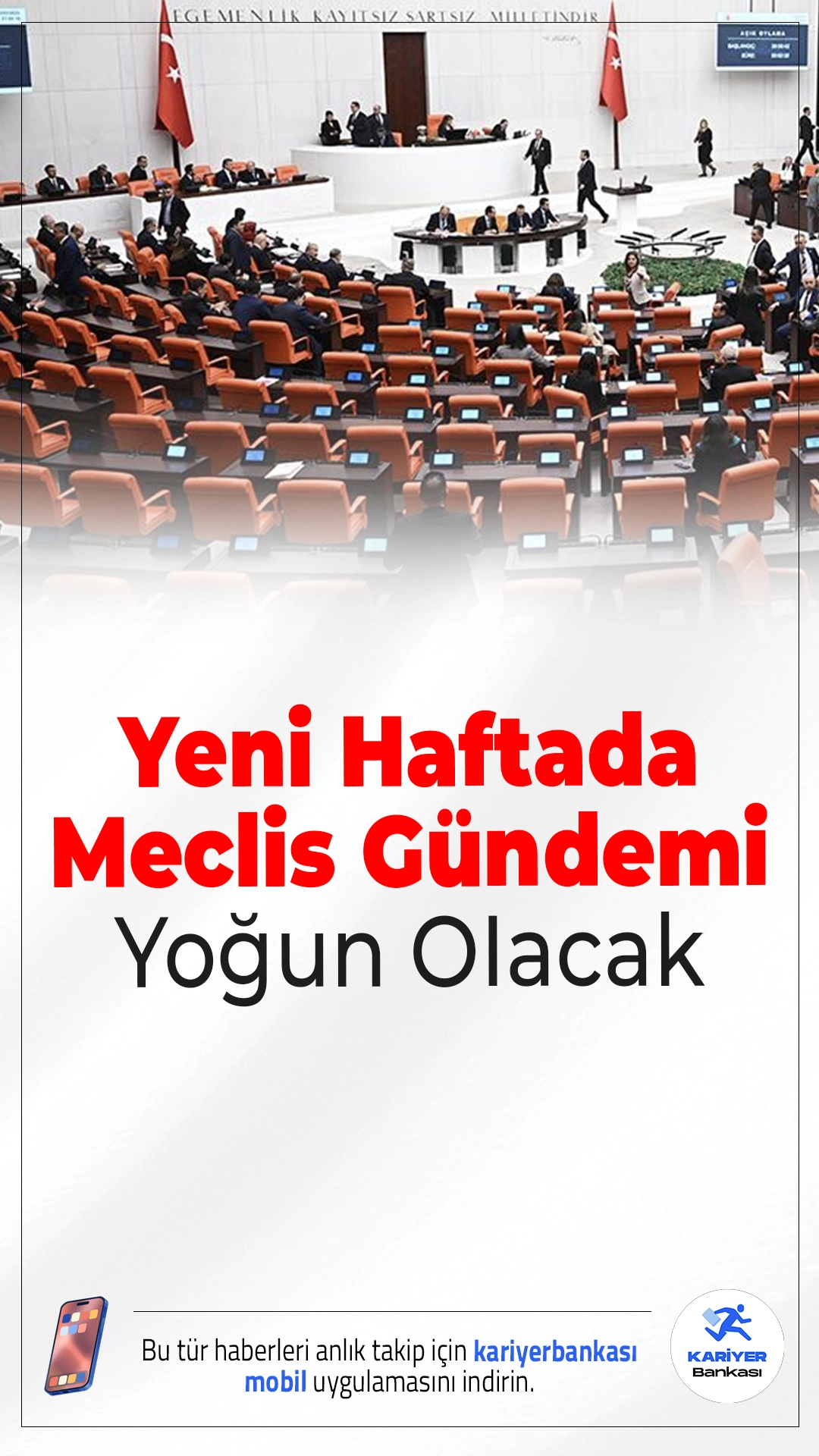 Yeni Haftada Meclis Gündemi Yoğun.TBMM’de bu hafta Milli Parklar Kanunu’ndaki değişiklik teklifi görüşülmeye devam edecek. Grup toplantıları ve yeni yasa teklifleriyle Meclis’te yoğun bir mesai yaşanacak.