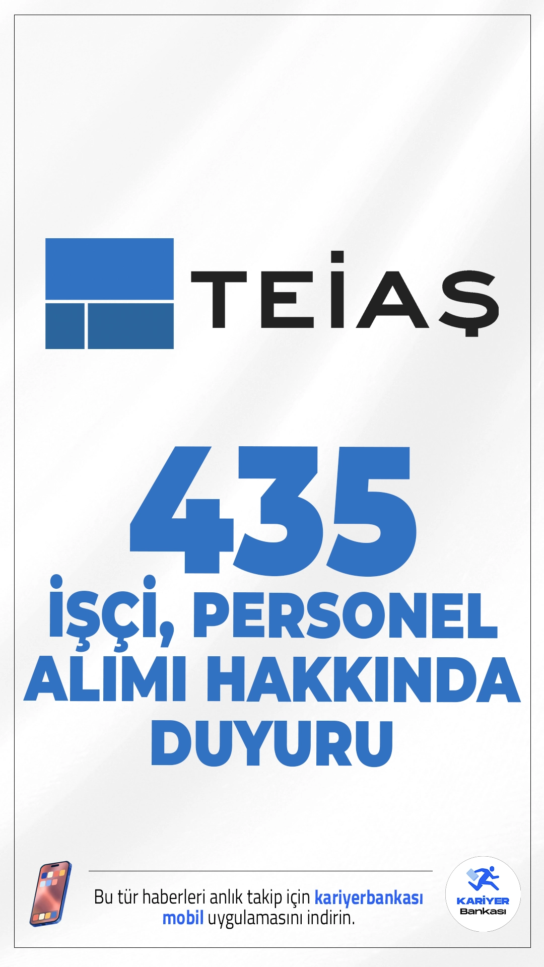TEİAŞ 435 İşçi Personel Alımı Hakkında Duyuru.TEİAŞ 435 işçi personel alımında yedek listeden atanan adaylar için güvenlik soruşturması süreci başlatıldı, sonuçlar sonrası tebligat yapılacak.