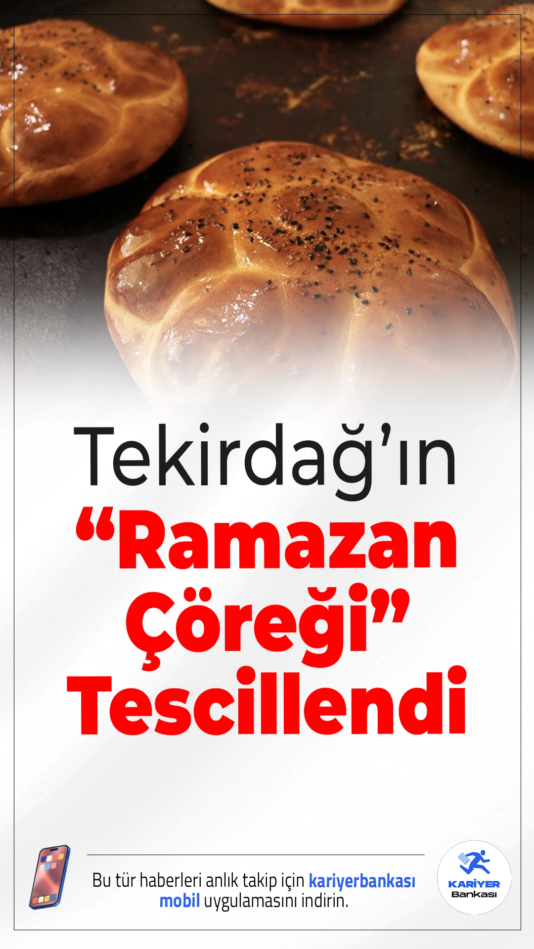 Tekirdağ’ın “Ramazan Çöreği” Tescillendi.Tekirdağ’ın ramazan ayıyla özdeşleşen geleneksel lezzeti “ramazan çöreği”, coğrafi işaret tescili aldı. Kentin tescilli ürün sayısı 14’e yükseldi.