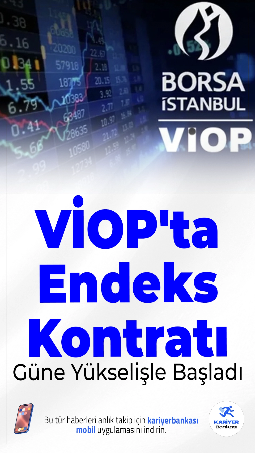VİOP'ta Endeks Kontratı Güne Yükselişle Başladı.Borsa İstanbul Vadeli İşlem ve Opsiyon Piyasası'nda (VİOP) BIST 30 endeksine dayalı şubat vadeli kontrat, güne %0,4'lük yükselişle 15.062,00 puandan başladı.