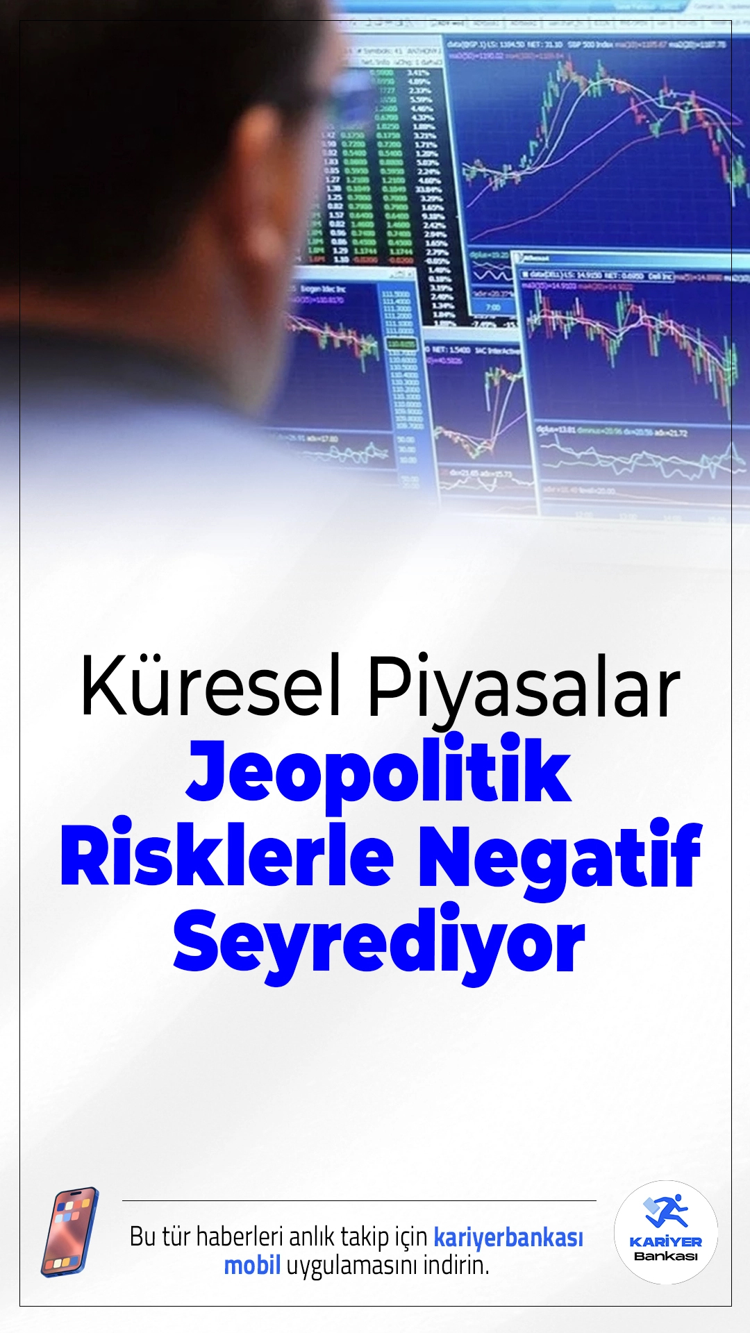 Küresel Piyasalar Jeopolitik Risklerle Negatif Seyrediyor.Orta Doğu’daki gerilim ve yükselen petrol fiyatları küresel piyasalarda satış baskısını artırdı. Yatırımcılar riskten kaçınırken borsalarda düşüş eğilimi öne çıkıyor.