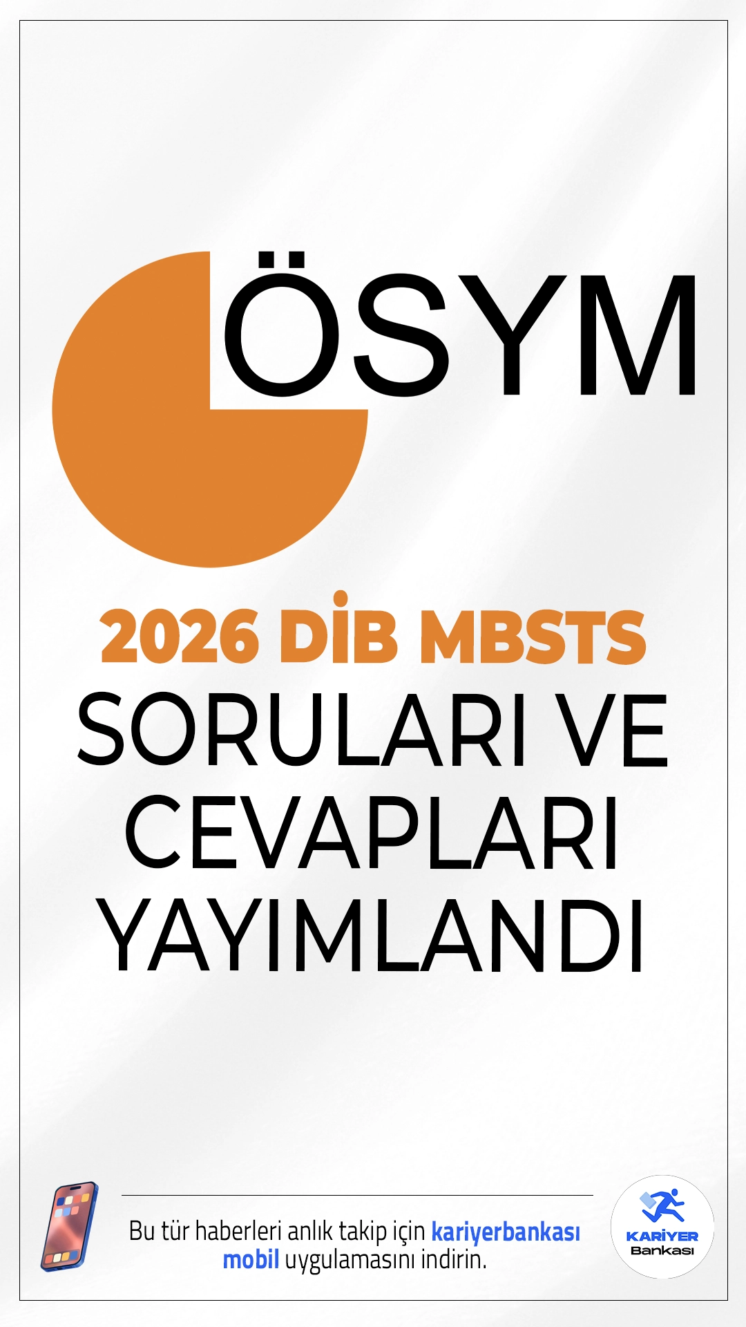 2026 DİB MBSTS Temel Soru Kitapçığı ve Cevap Anahtarı Yayımlandı. ÖSYM sayfasından yayımlanan duyuruda, 29 Mart 2026 tarihinde uygulanan 2026 Diyanet İşleri Başkanlığı Mesleki Bilgiler Seviye Tespit Sınavı’nın (2026-DİB-MBSTS) Temel Soru Kitapçığı ile Cevap Anahtarı’nın %10’unun erişime açıldığı aktarıldı.