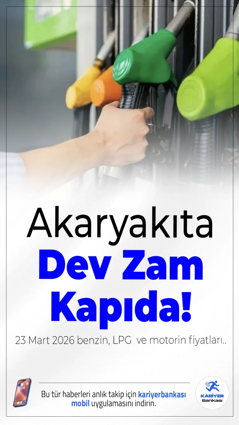 Akaryakıta Dev Zam Kapıda! 23 Mart 2026 Benzin, LPG ve Motorin Fiyatları.Brent petrol ve dövizdeki yükseliş akaryakıt fiyatlarını yukarı çekiyor. Motorin için 6 TL zam beklentisi gündemde, vatandaş fiyatları yakından takip ediyor.