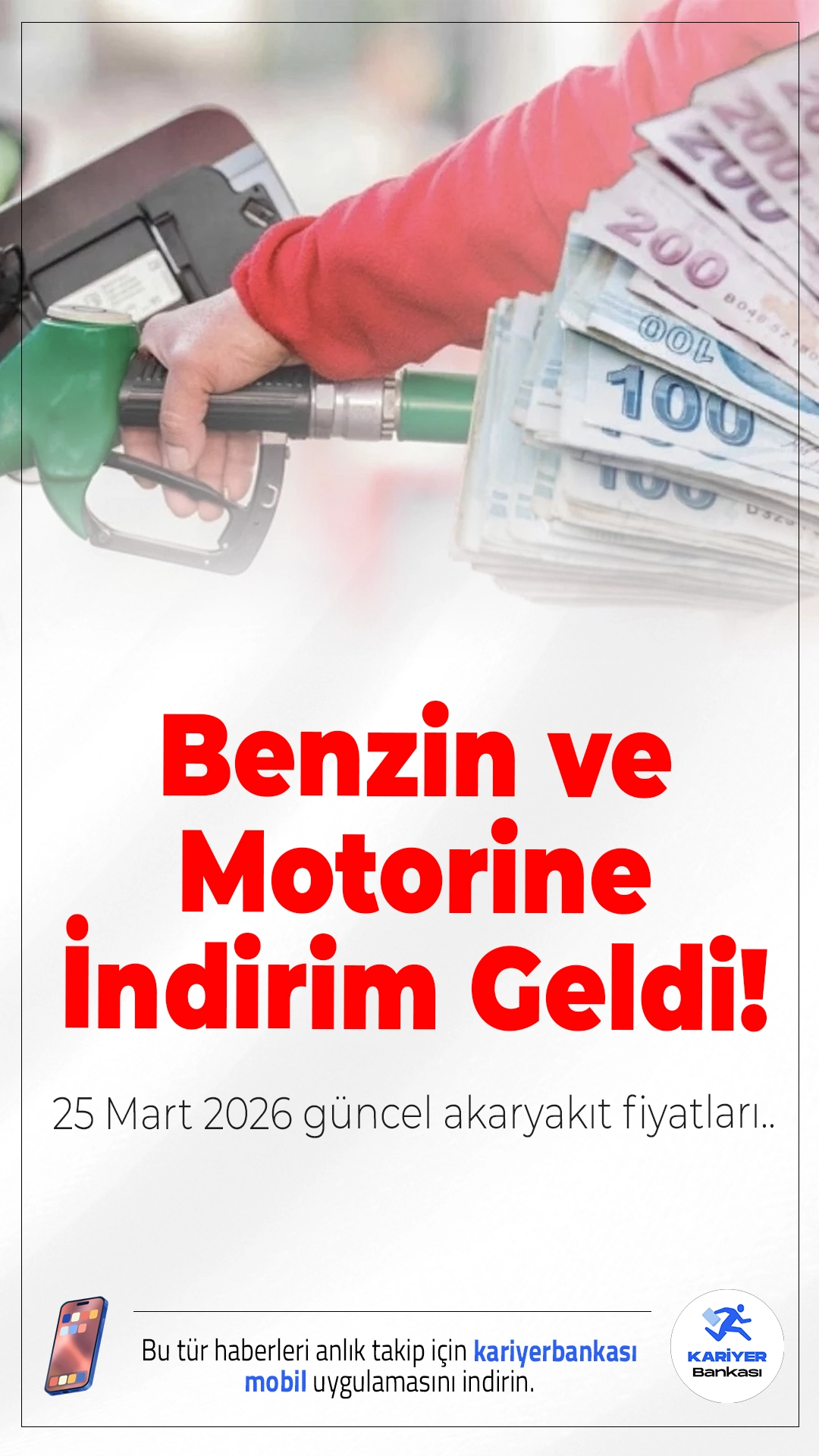 Benzin ve Motorine İndirim Geldi! 25 Mart 2026 Güncel Akaryakıt Fiyatları.Brent petrol ve dövizdeki hareketlilik sonrası benzin ve motorine indirim yapıldı, şehir şehir güncel fiyatlar belli oldu.