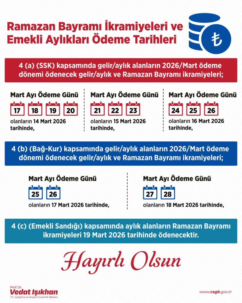bayram ikramiyesi ve maaş ödeme tarihleri