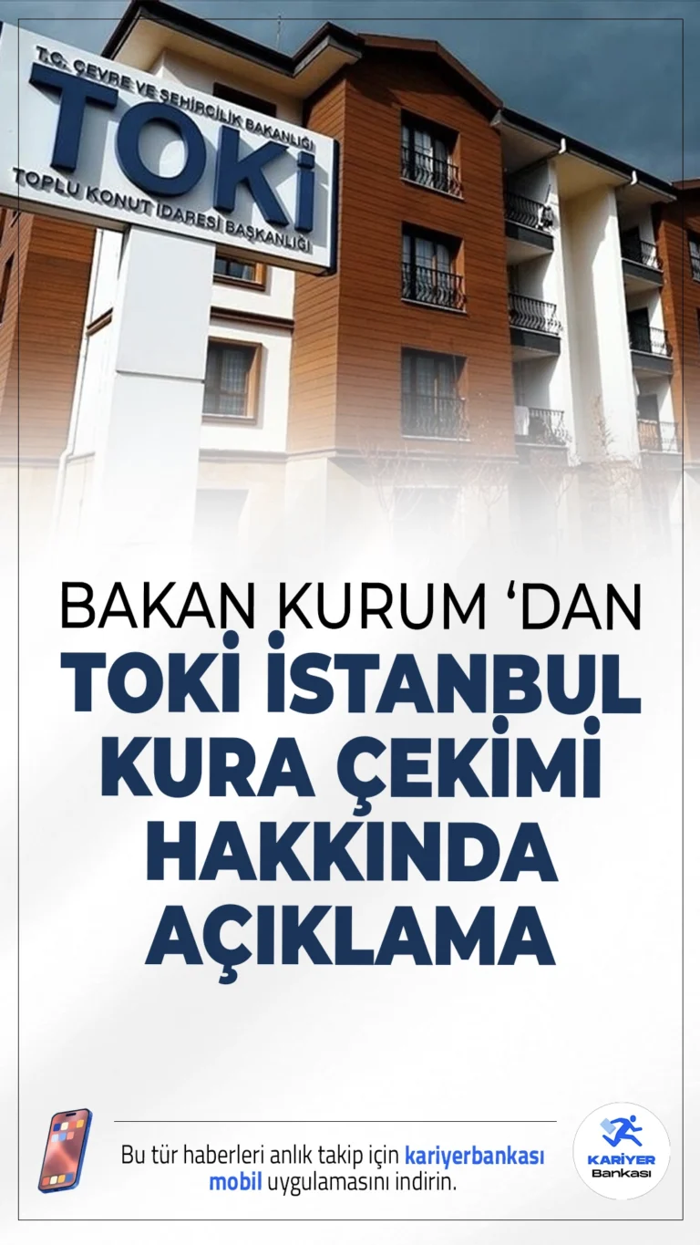 İstanbul TOKİ Kura Çekimi Ne Zaman? Bakan Kurum Açıkladı.İstanbul’daki TOKİ sosyal konut projesine başvuran vatandaşlar kura tarihini merak ederken, konuya ilişkin açıklama Çevre, Şehircilik ve İklim Değişikliği Bakanı Murat Kurum’dan geldi. Bakan Kurum katıldığı programda yaptığı açıklamada, İstanbul’daki sosyal konut kura çekiminin ne zaman yapılacağına dair detayları açıkladı.