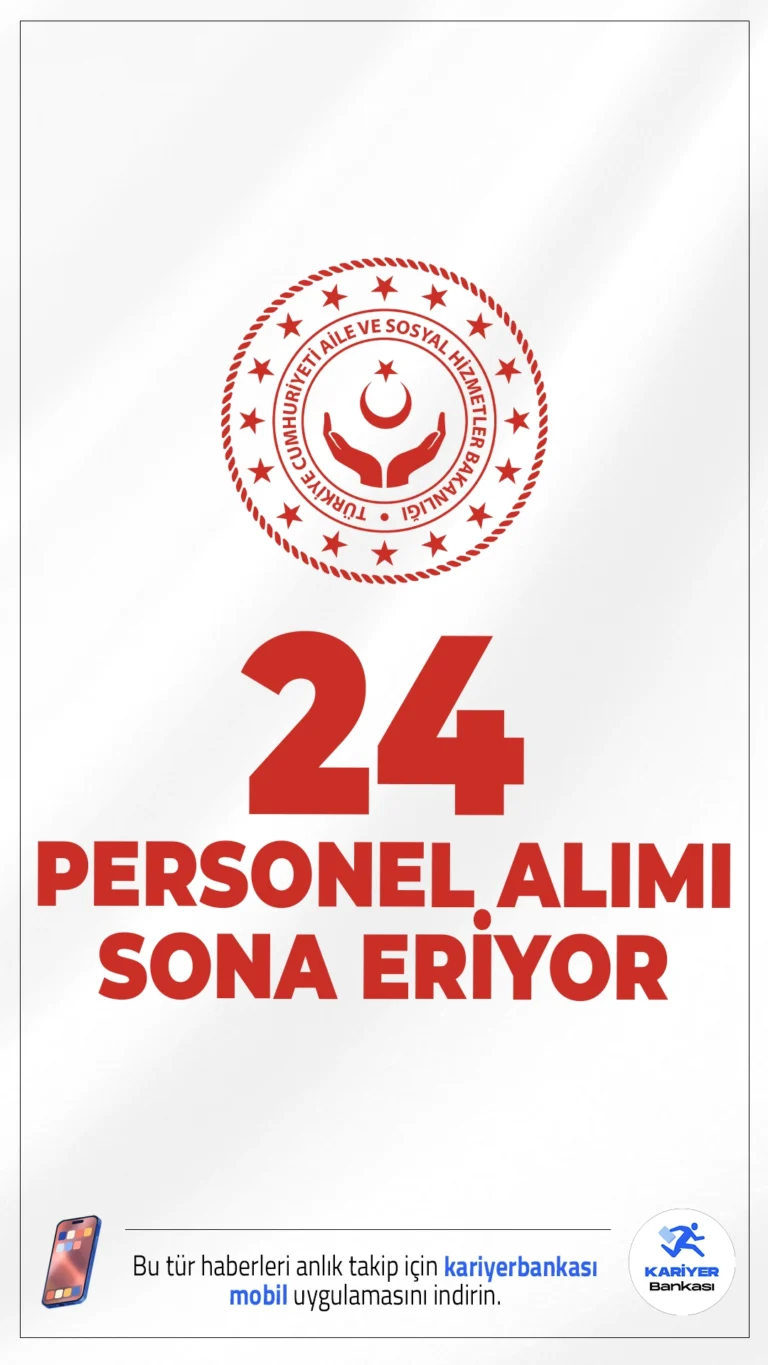 Aile Bakanlığı 24 Personel Alımı Başvurusu Sona Eriyor.Aile ve Sosyal Hizmetler Bakanlığı, merkez teşkilatında görevlendirilmek üzere sözleşmeli personel alımı başvurularında sona gelindi. İlgili alım duyurusuna göre, Aile Bakanlığına bilişim personeli alımı yapılıyor.Başvuru işlemleri yarın (3 Mart 2026) sona eriyor.Başvuru yapacak adayların genel ve özel şartları sağlaması gerekmektedir.Başvuru şartları ve diğer detaylar haberimizde.