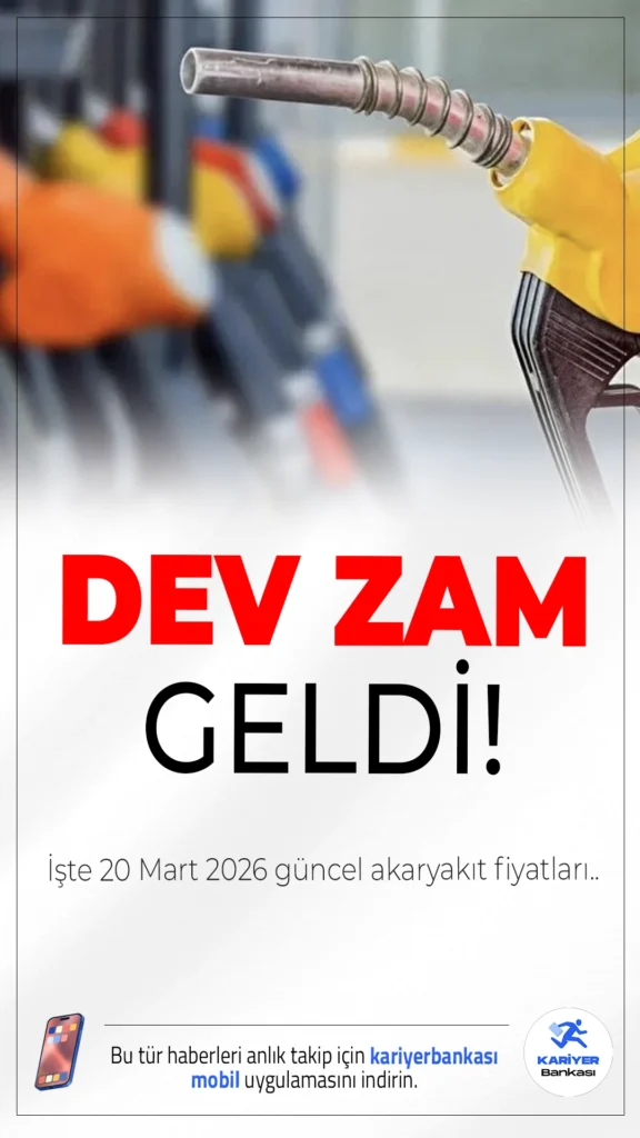 Motorine Dev Zam: Fiyatlar 75 TL’ye Dayandı! İşte 20 Mart 2026 Güncel Akaryakıt Fiyatları.Orta Doğu gerilimi sonrası motorine 5,18 TL zam geldi, büyükşehirlerde litre fiyatı 70 TL’nin üzerine çıktı.