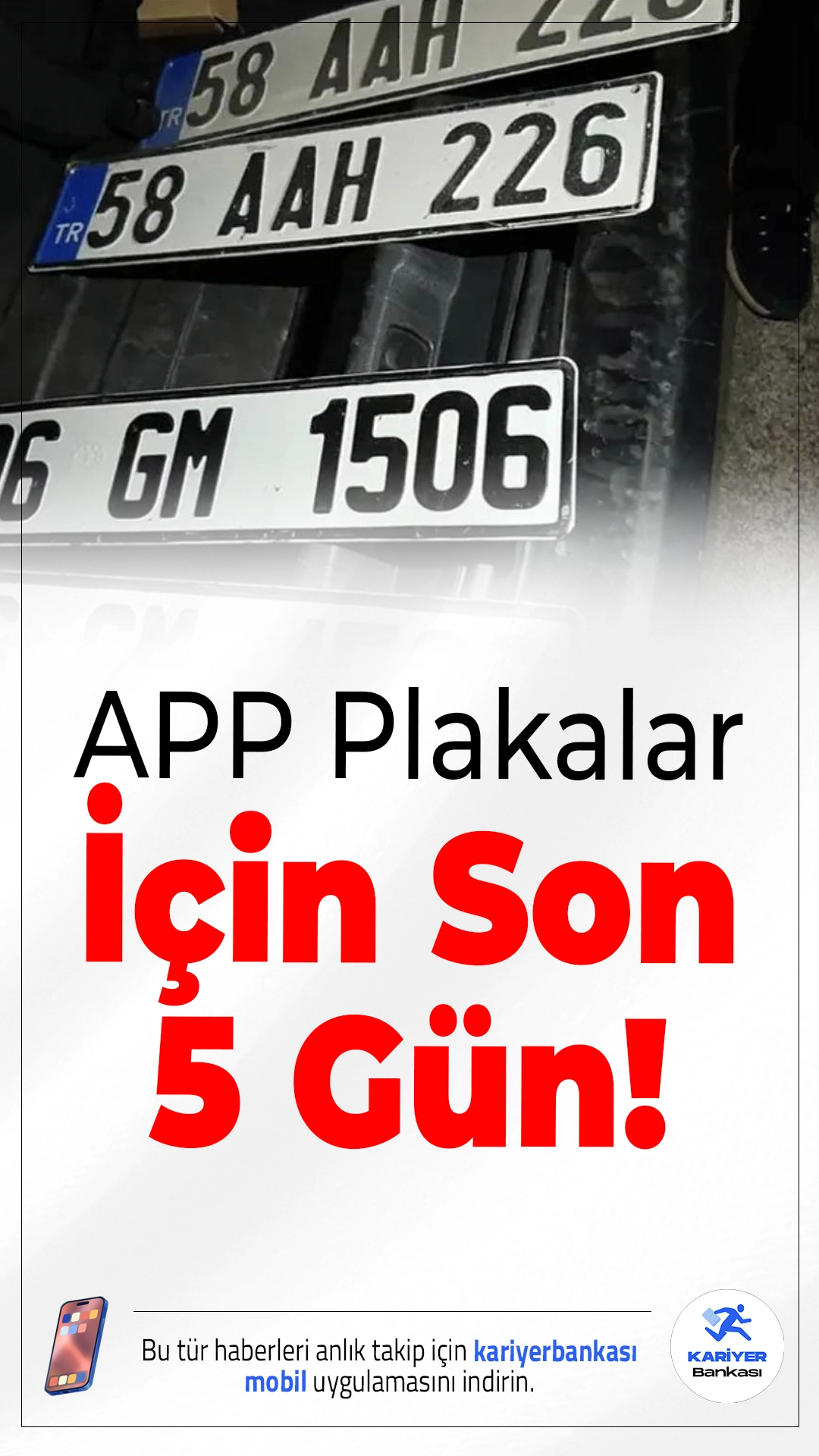APP Plakalar İçin Son 5 Gün: 1 Nisan’da Denetimler Başlıyor!Standart dışı APP plaka kullanan araç sahipleri için geri sayım başladı; 1 Nisan itibarıyla cezai işlemler kapıda.