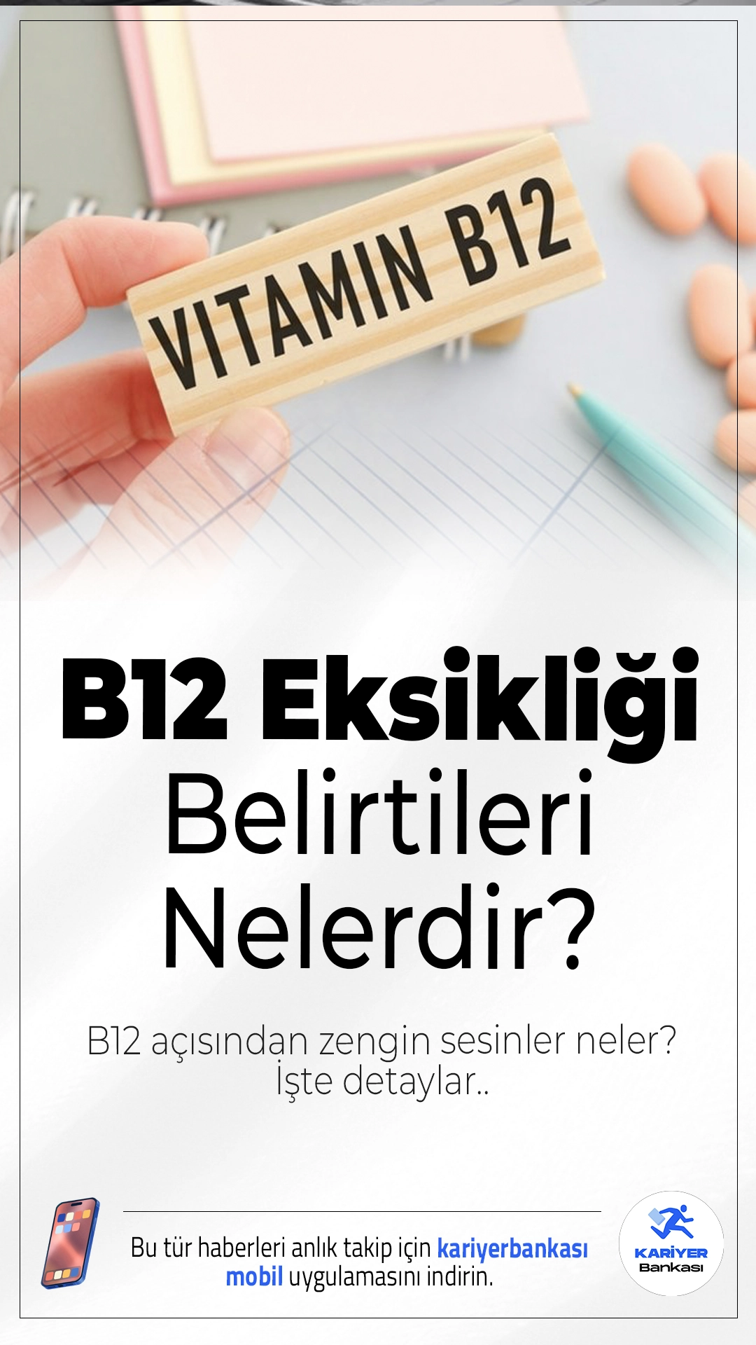B12 Eksikliği Belirtileri Nelerdir? B12 Açısından Zengin Besinler Neler?B12 vitamini eksikliği yorgunlukla sınırlı kalmayabilir; sinir sistemi, kalp sağlığı ve gebelik üzerinde ciddi sorunlara yol açabilir. Bu nedenle erken fark edilmesi büyük önem taşır.