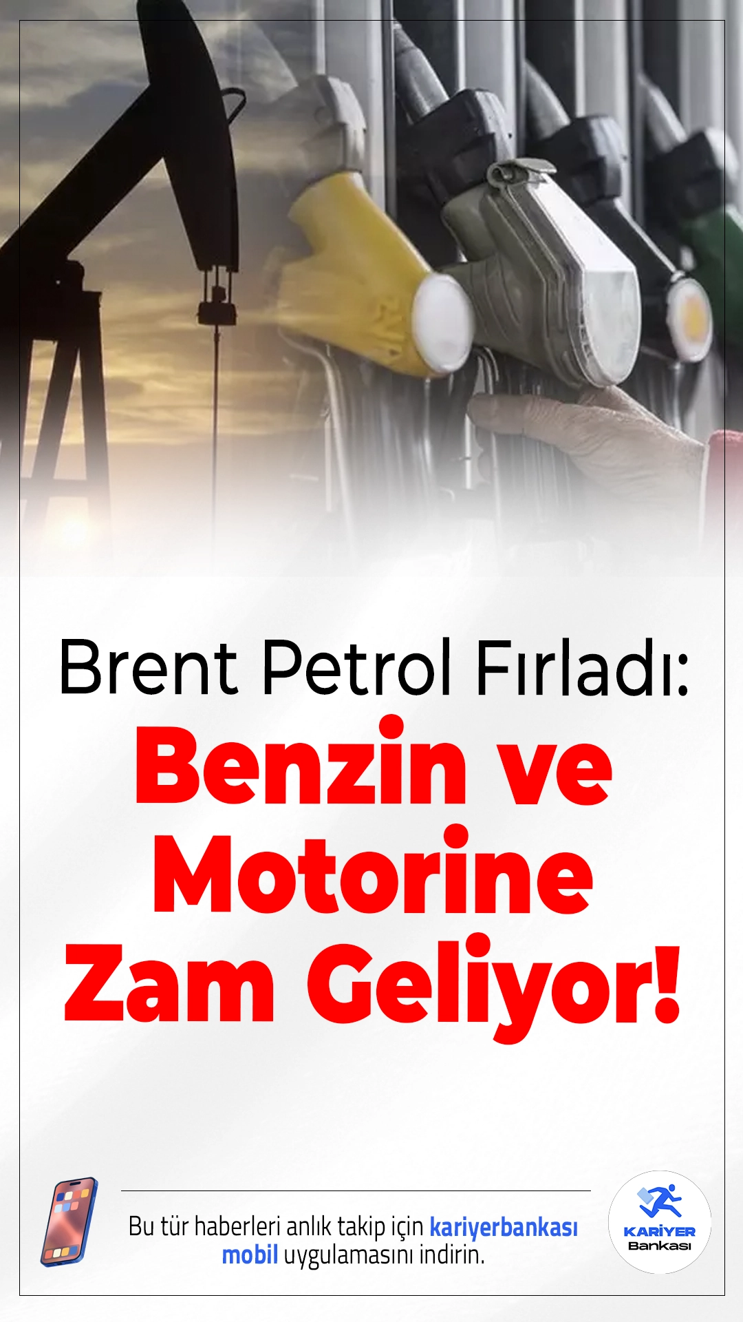 Brent Petrol Fırladı: Benzin ve Motorine Zam Geliyor.Petrol fiyatlarında yaşanan sert yükselişin ardından akaryakıt fiyatlarında yeni bir artış bekleniyor. Salı günü benzine ve motorine zam yapılacağı açıklandı.
