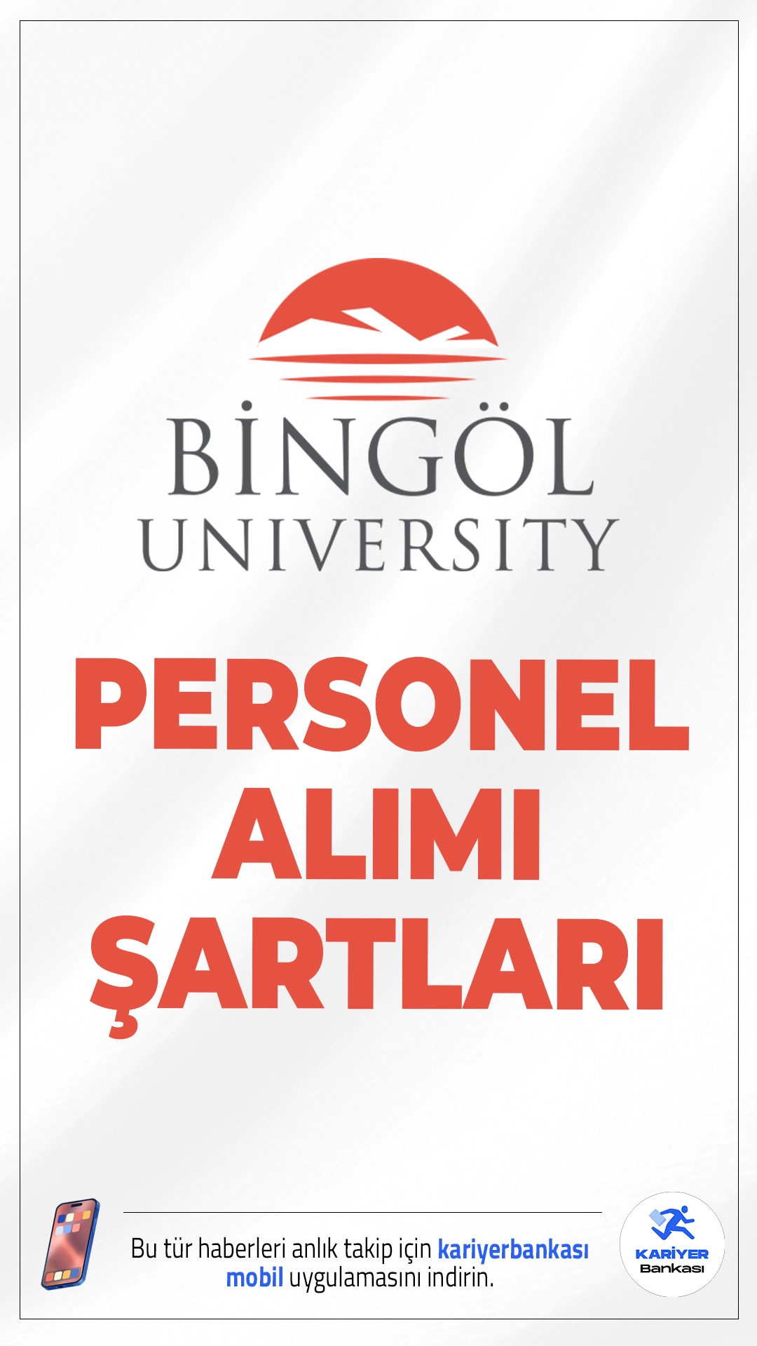 Bingöl Üniversitesi 26 Personel Alımı Şartları.Bingöl Üniversitesi sözleşemli personel alımı başvuruları devam ediyor. Resmi Gazete'de yayımlanan duyuruya göre, Bingöl Üniversitesine sağlık teknikeri, tekniker, teknisyen, büro personeli, koruma ve güvenlik görevlisi ve destek personeli ünvanlarında sözleşmeli personel alınacak. Başvurular 6 Mart'ta sona erecek. Alımlar, yazılı ve sözlü sınav yapılmaksızın, yalnızca 2024 KPSS (B) grubu puan sıralamasına göre yapılacak.İşte şartlar ve başvuru bilgileri..