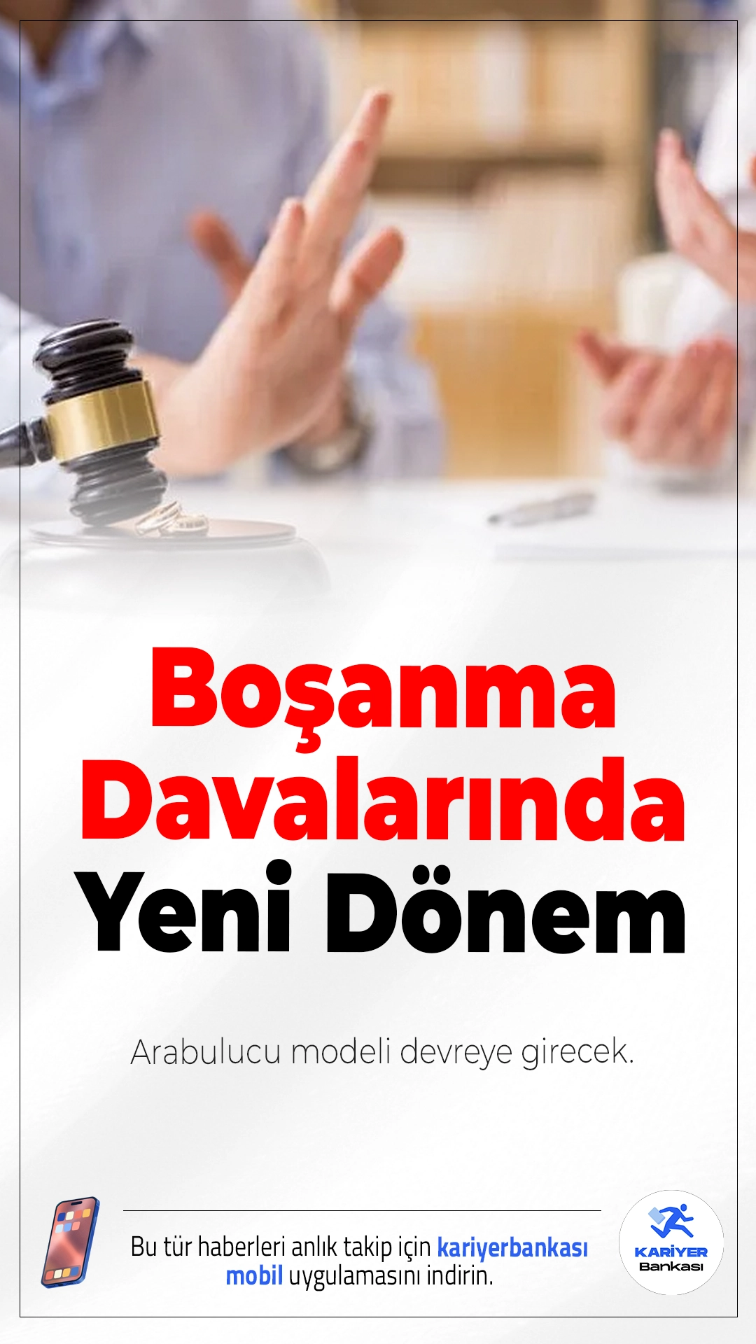 Boşanma Davalarında Yeni Dönem.12. Yargı Paketi kapsamında hazırlanan yeni düzenlemeyle boşanma davalarında arabuluculuk sistemi devreye girecek. Tarafların anlaşması halinde boşanma işlemleri mahkeme yerine arabuluculuk süreciyle daha kısa sürede sonuçlanabilecek.