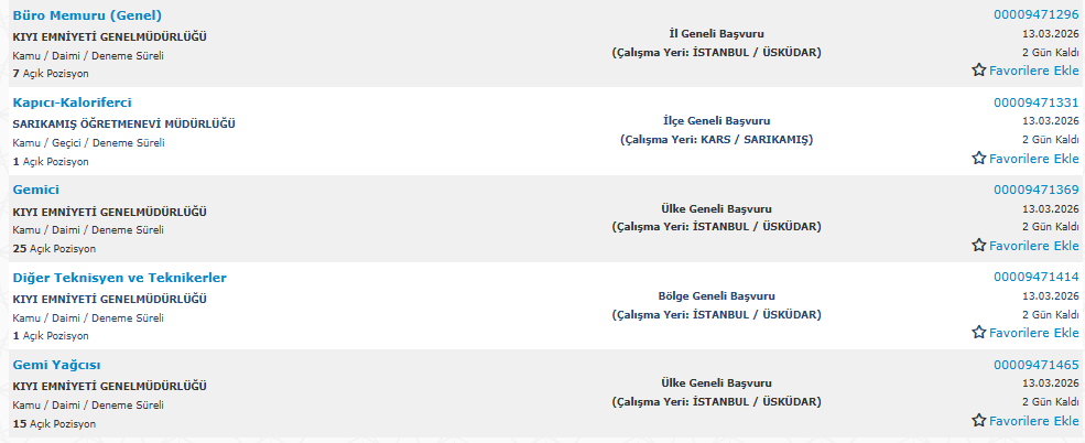 İl Sağlık Müdürlüğü, Kıyı Emniyeti ve Belediyelere KPSS’siz İşçi Alımı Yapılacak