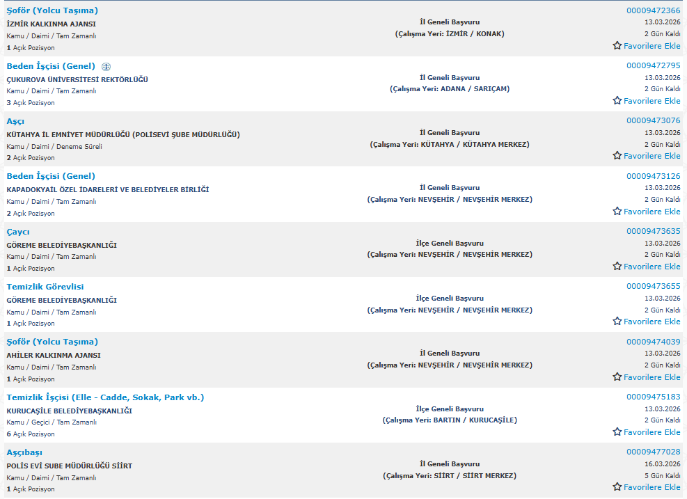 İl Sağlık Müdürlüğü, Kıyı Emniyeti ve Belediyelere KPSS’siz İşçi Alımı Yapılacak