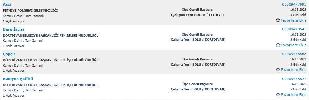 İl Sağlık Müdürlüğü, Kıyı Emniyeti ve Belediyelere KPSS’siz İşçi Alımı Yapılacak