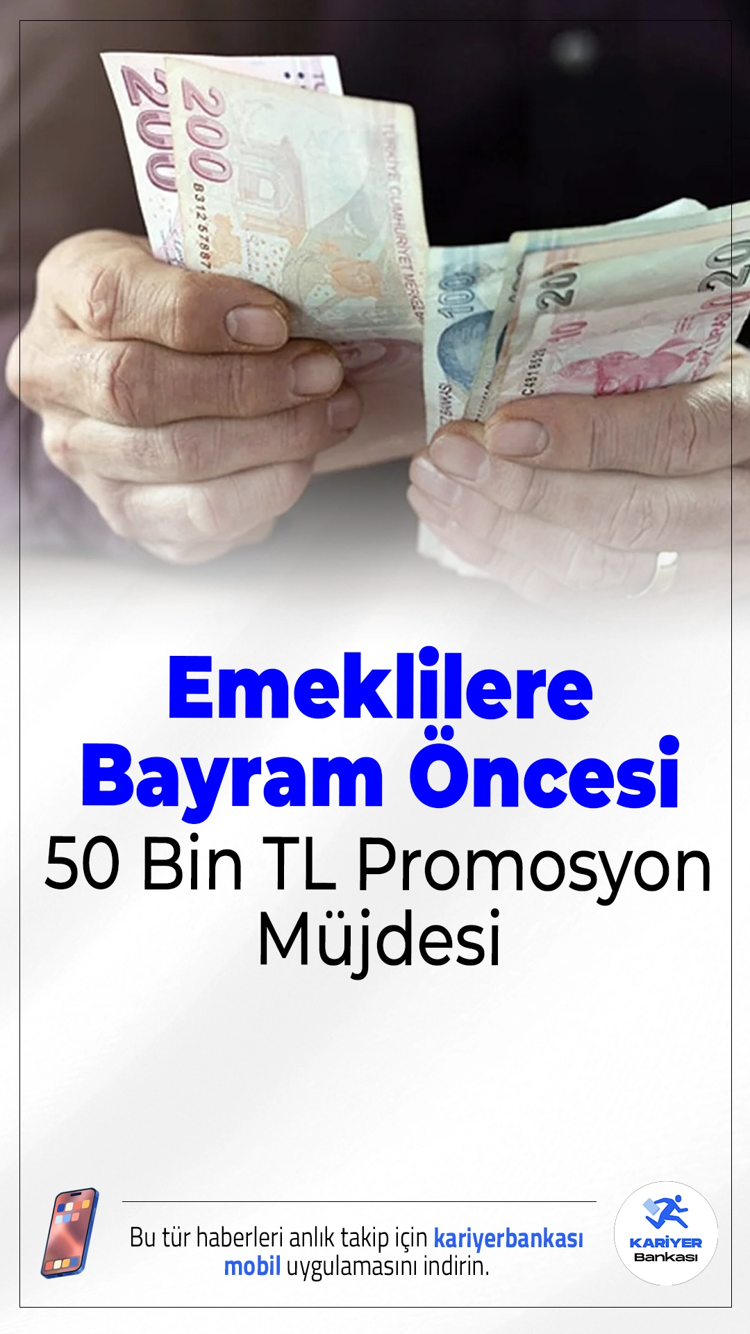 Emeklilere Bayram Öncesi 50 Bin TL Nakit Promosyon Müjdesi.Bankalar, emekli maaşlarının bayram öncesine alınmasının ardından promosyon kampanyalarını güncelledi. Yeni kampanyalar kapsamında emeklilere 50 bin TL’ye varan nakit promosyon ve ek ödül fırsatları sunuluyor.