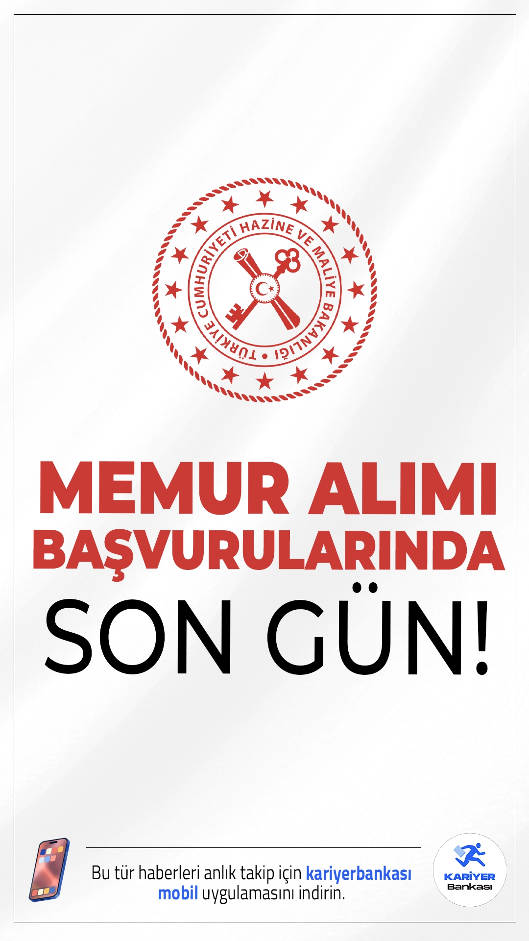 Hazine Bakanlığı 250 Memur Alımı Sona Eriyor.Hazine ve Maliye Bakanlığı memur alımı başvurularında son güne girildi.Resmi Gazete'de yayımlanan duyuruya göre, Hazine Bakanlığına 200’ü iktisadi ve idari bilimler fakültesi mezunlarından, 50’si ise mühendislik fakültesi mezunlarından olmak üzere memur alımı yapılacak. Başvurular bugün (18 Mart 2026) sona eriyor.Başvuru yapacak adayların şartları taşıması gerekmektedir.İşte şartlar ve başvuru bilgileri..