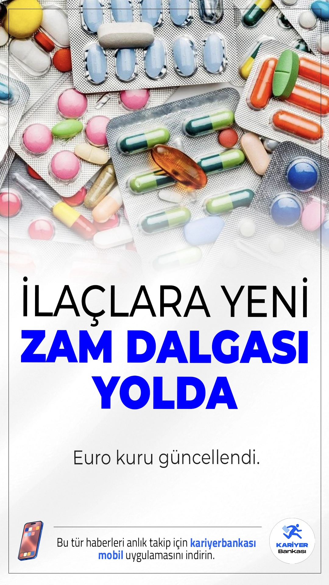 Euro Kuru Güncellendi: İlaçlara Yeni Zam Dalgası Geliyor.Resmi Gazete’de yayımlanan karara göre, Türkiye’de ilaç fiyatlarının belirlenmesinde kullanılan referans euro kuru güncellendi. Yapılan düzenleme kapsamında ilaçta kullanılan euro değeri 13 Mart 2026 itibarıyla yüzde 6,5 artırılarak 26,8767 TL’ye çıkarılacak. Bu değişiklikle birlikte birçok ilaçta fiyat artışı bekleniyor.
