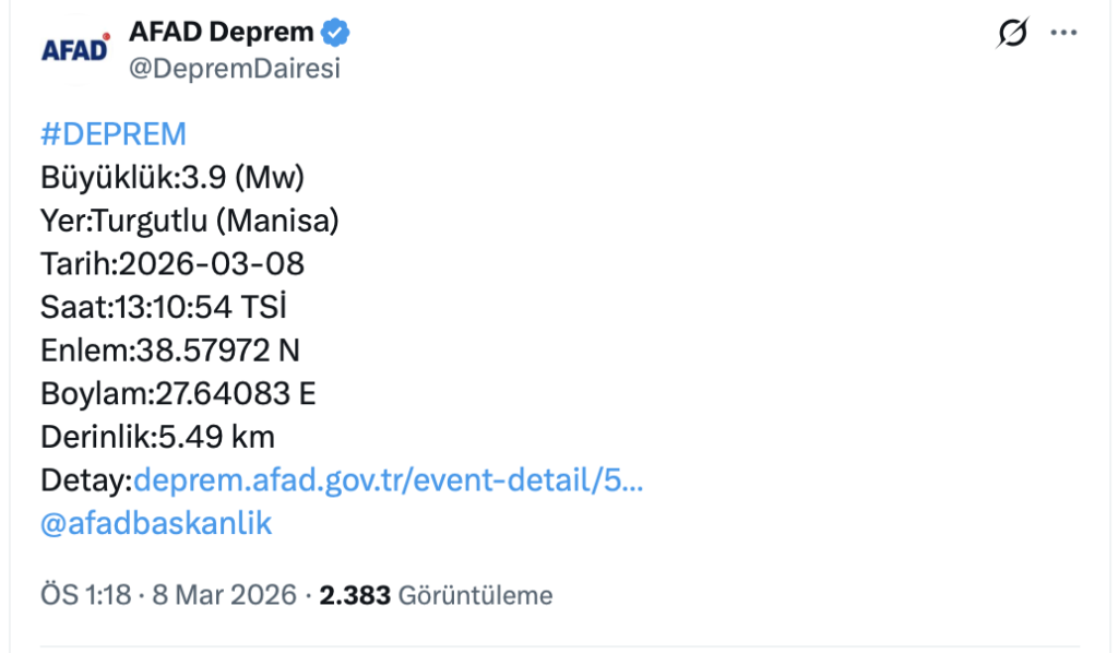 manisa deprem